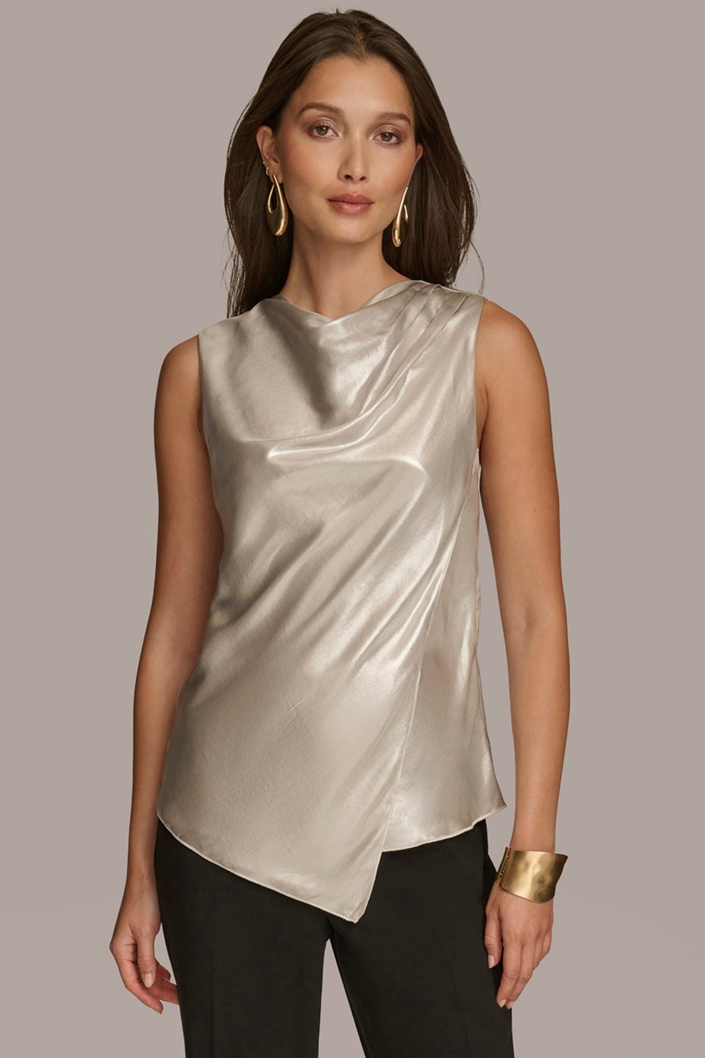 (image for) SENSITIVE NOVELTY SLEEVELESS DRAPE FRONT BLOUSE